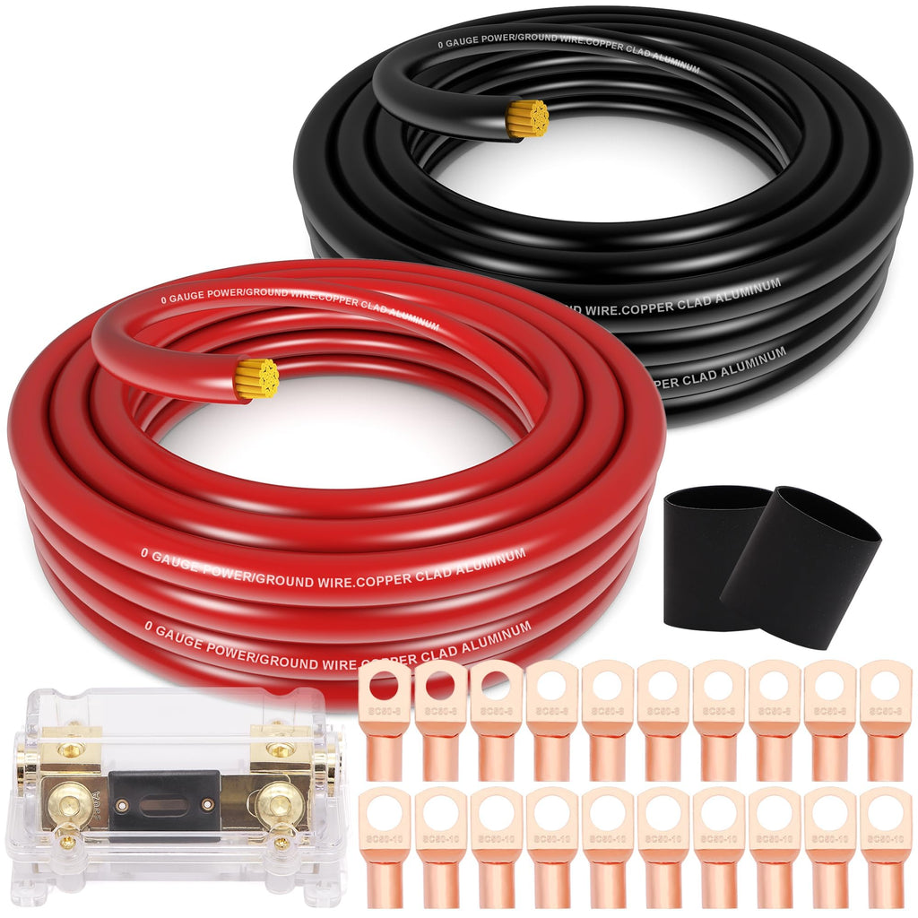 0 Gauge Battery Cable with 250A Fuse Holder & Terminals Kit Q5067