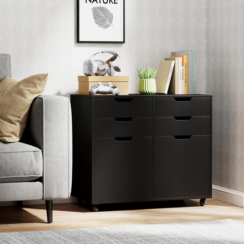 Black 4-Drawer Rolling File Cabinet M6199