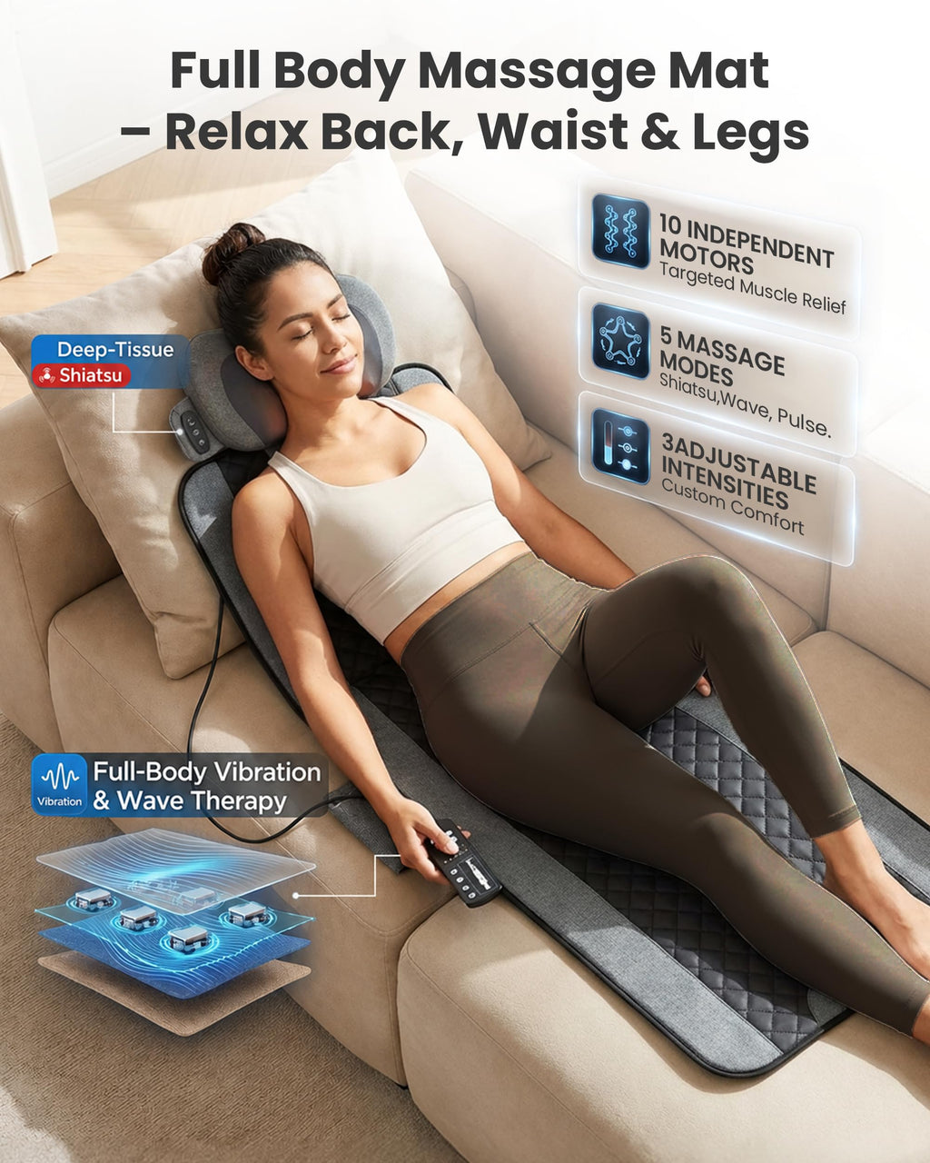 Full Body Vibration Massage Mat with Shiatsu Neck Pillow F9713