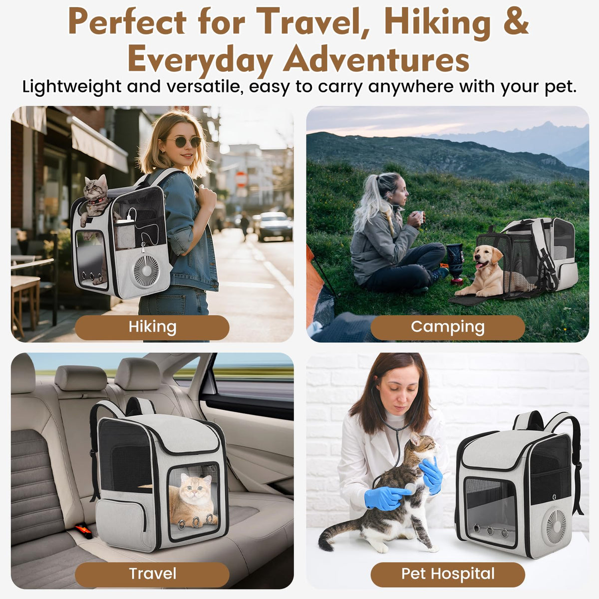 Cat Backpack Carrier with Cooling Fan & Heating Pad H68990