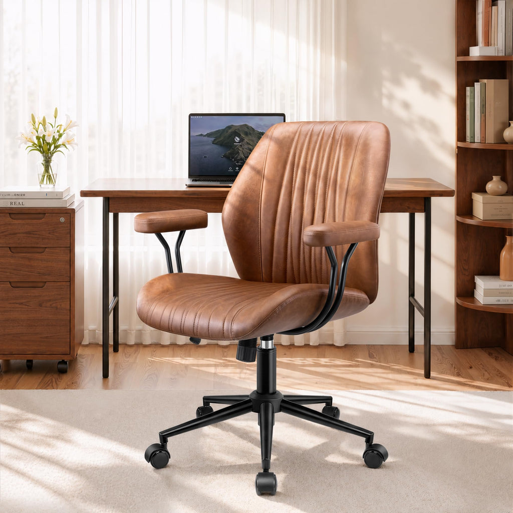 Brown Leather Ergonomic Office Chair A32386