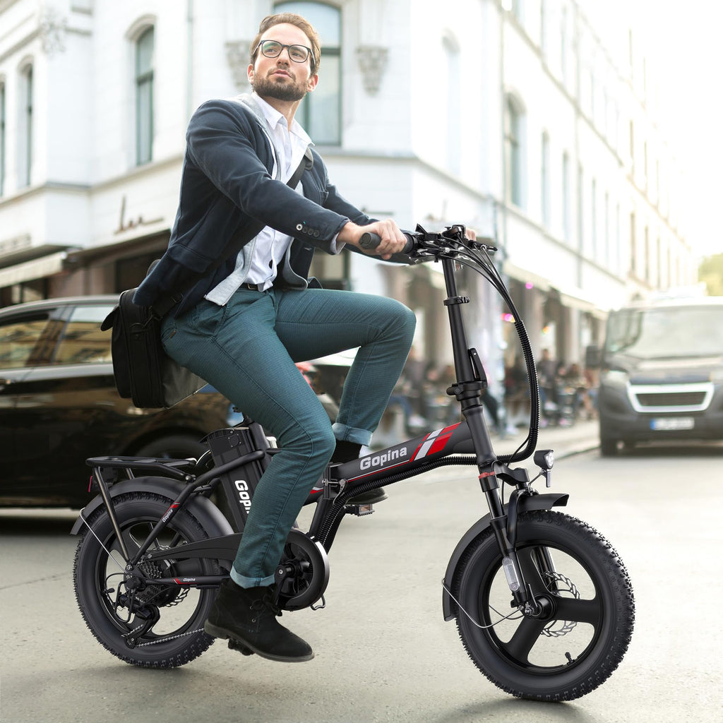 Peak 500W Step Over Electric Bicycle, 16" x 3.0 Fat Tire, 48V Removable Battery, 7 Speed B805989
