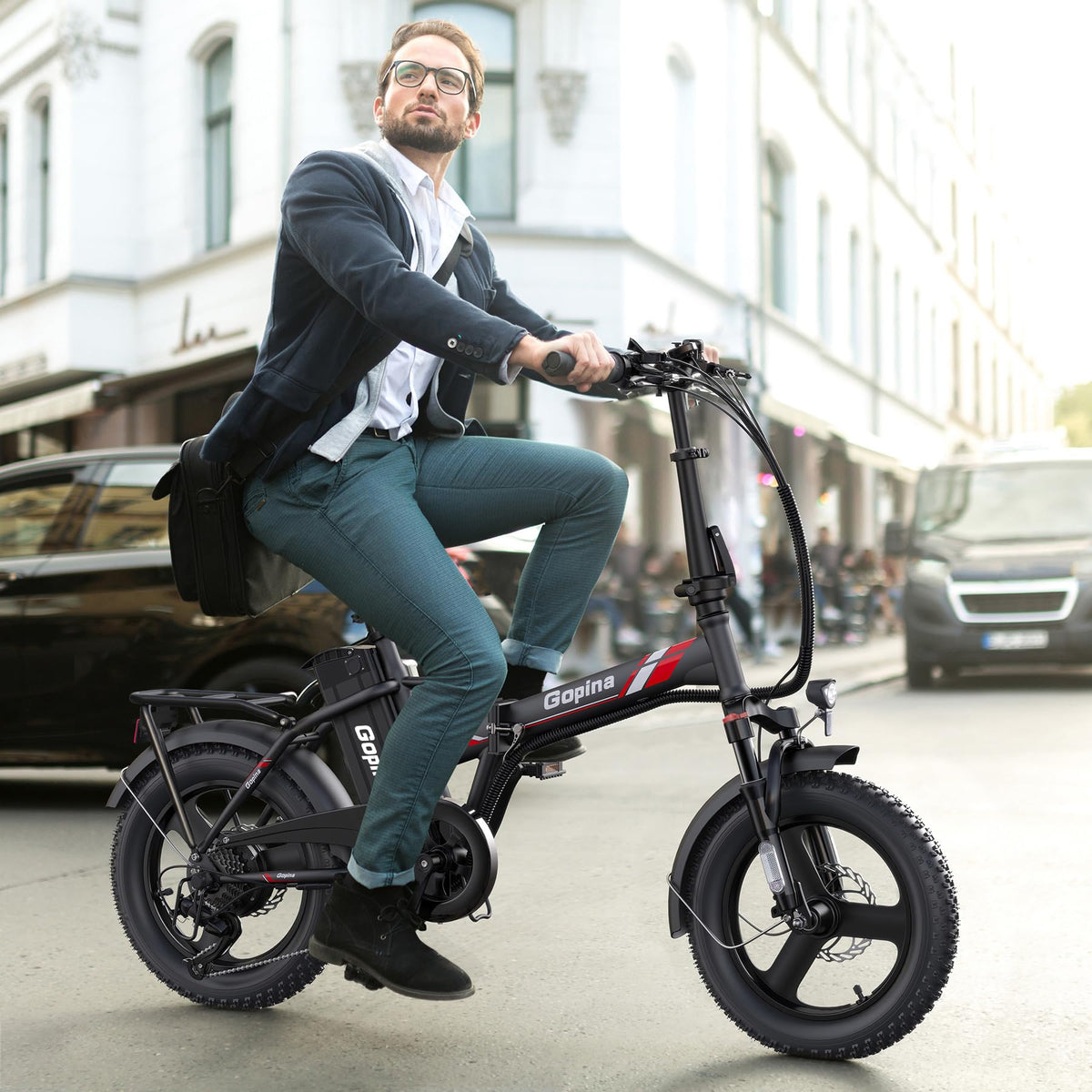 Peak 500W Step Over Electric Bicycle, 16" x 3.0 Fat Tire, 48V Removable Battery, 7 Speed B805989
