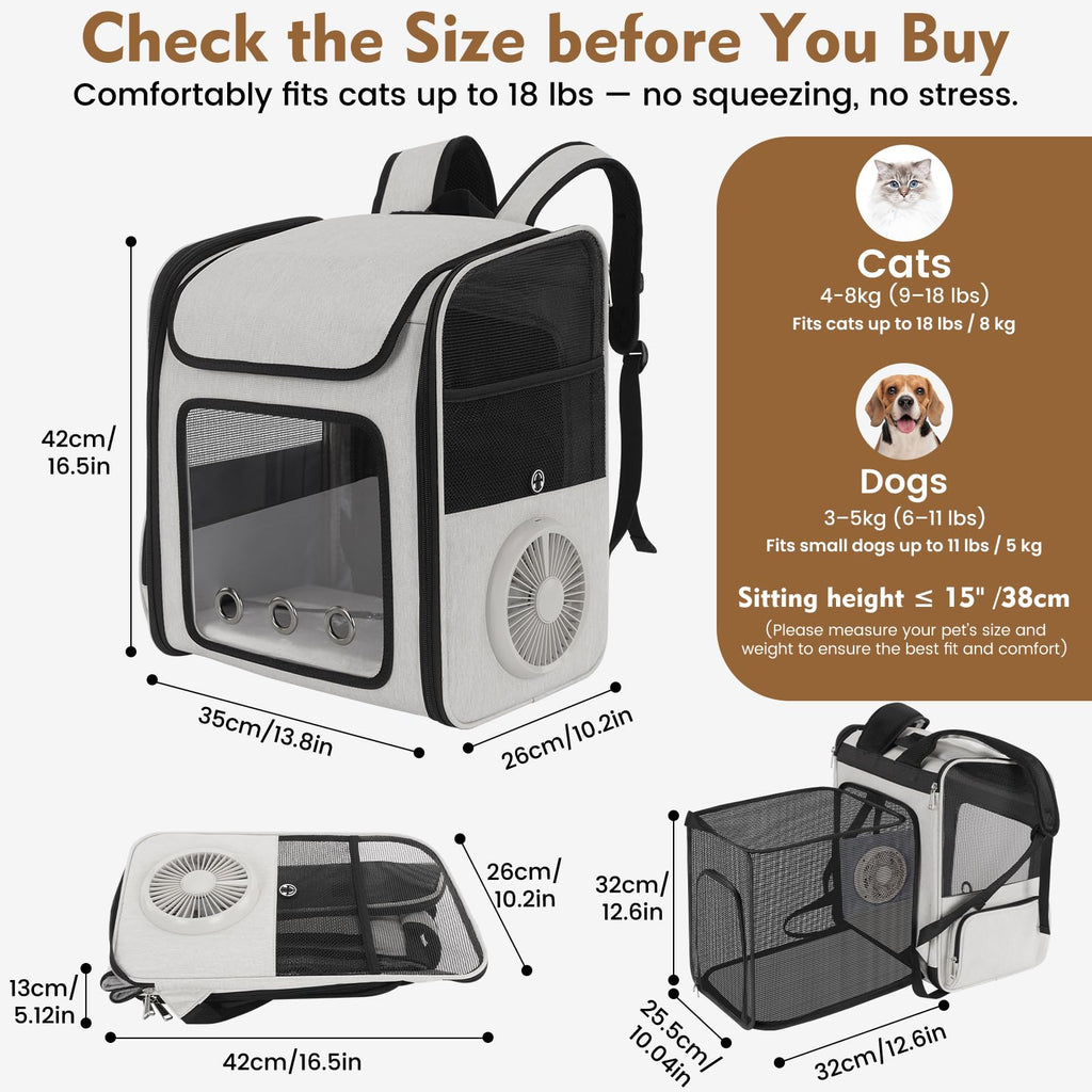 Cat Backpack Carrier with Cooling Fan & Heating Pad H68990