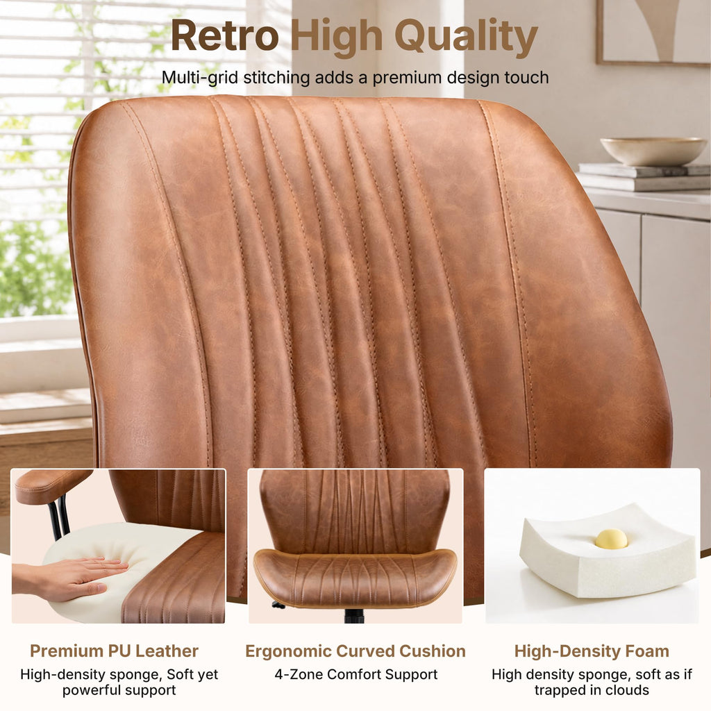 Brown Leather Ergonomic Office Chair A32386