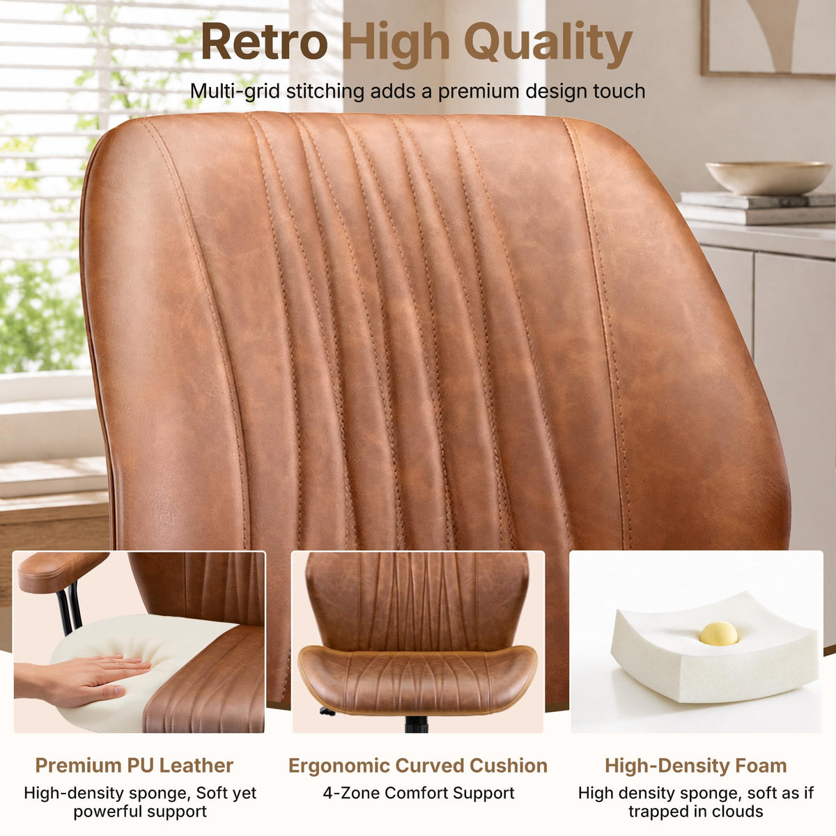 Brown Leather Ergonomic Office Chair A32386