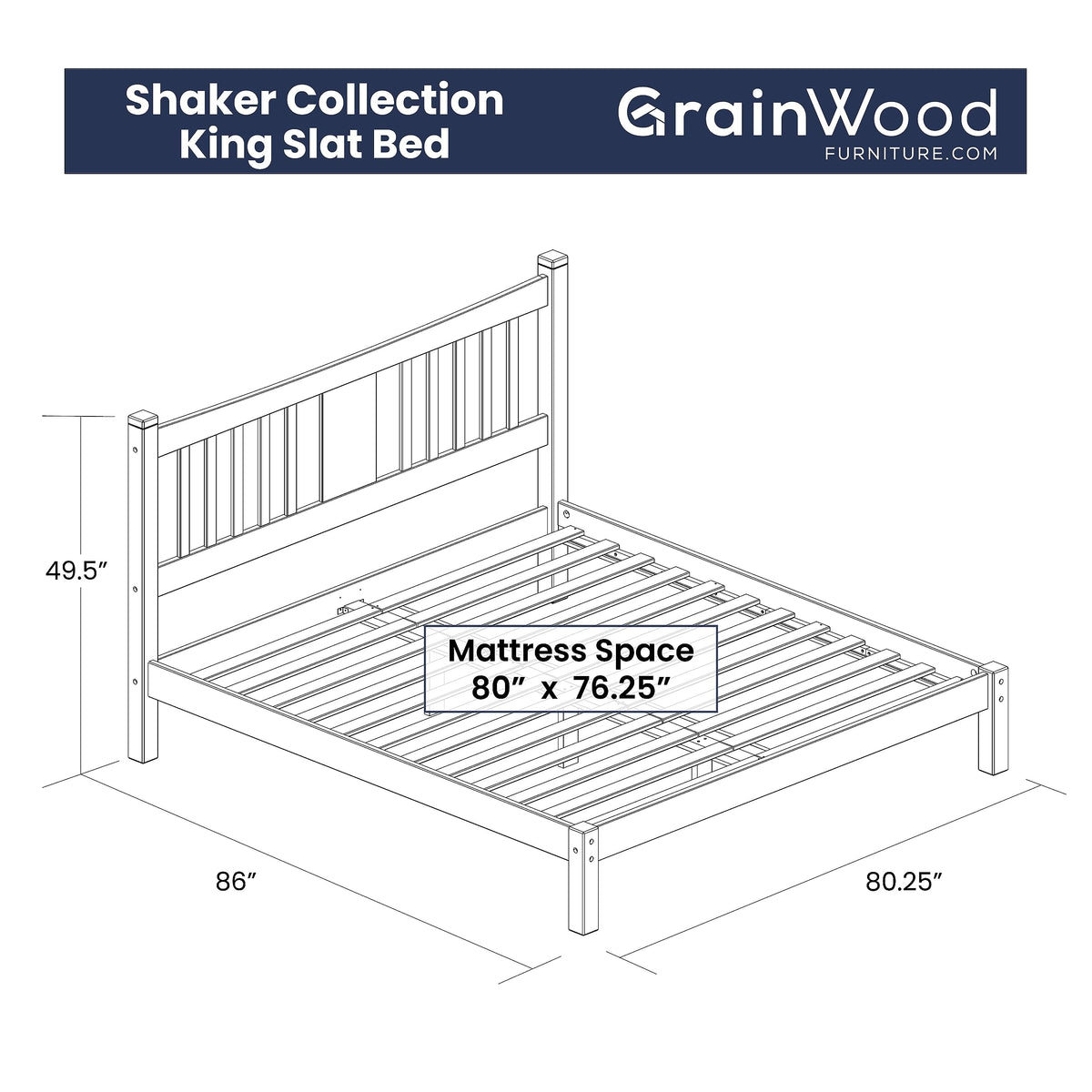 King Size Cherry Solid Wood Platform Bed D8214