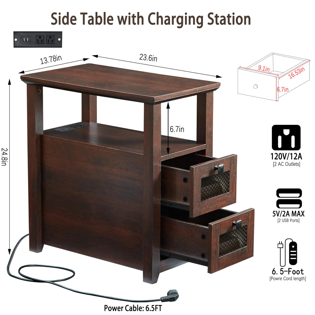 XXL End Table with Charging Station J3023