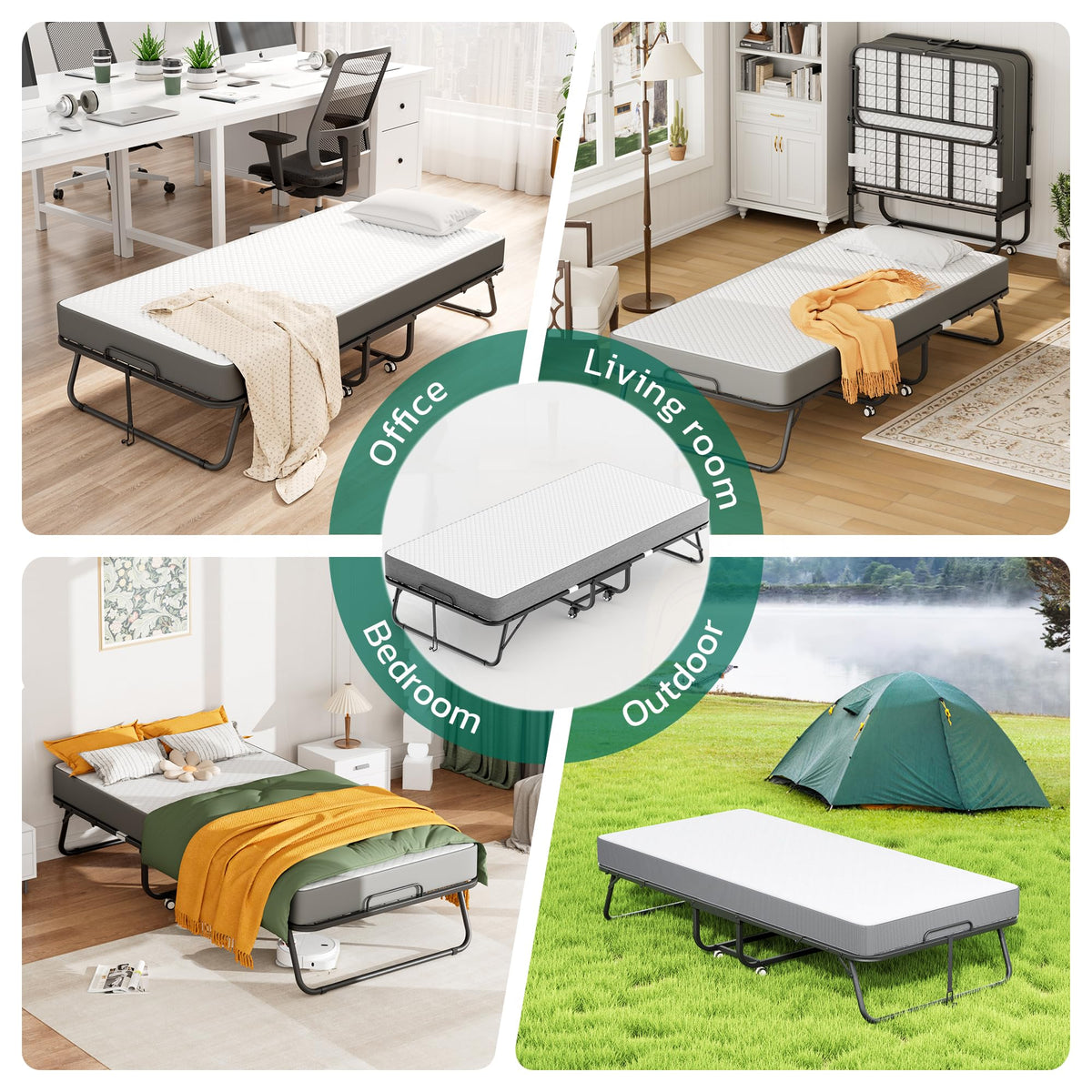 Folding Bed with 5 Inch Mattress, Twin Size S569961