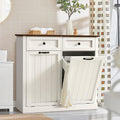 Double Laundry Hamper Cabinet with 2 Drawer N2580
