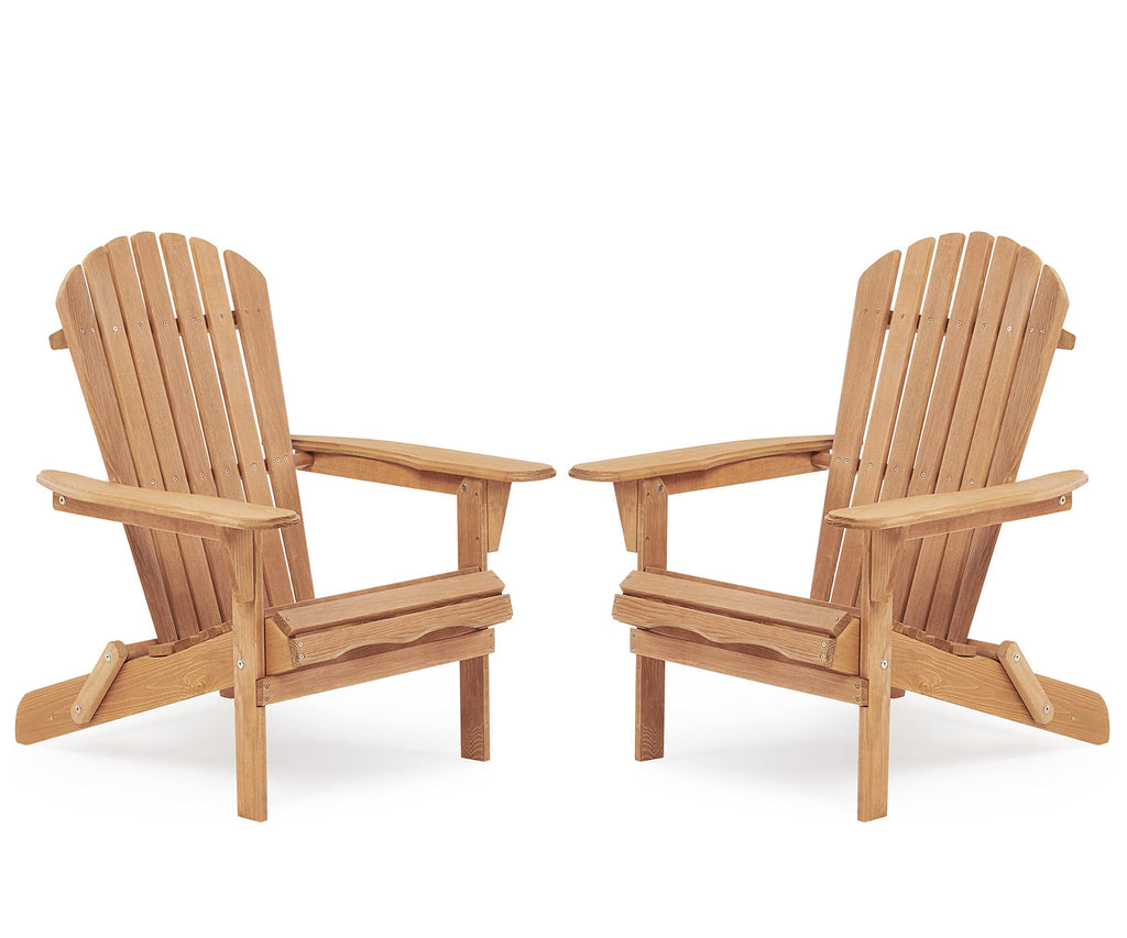 Wood Folding Adirondack Chair Set of 2 Solid Cedar M5062