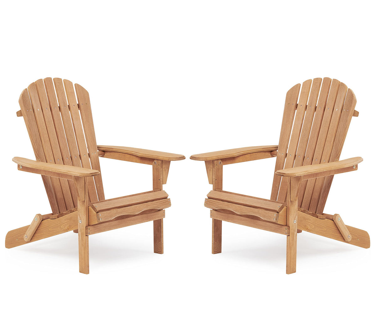 Wood Folding Adirondack Chair Set of 2 Solid Cedar M5062