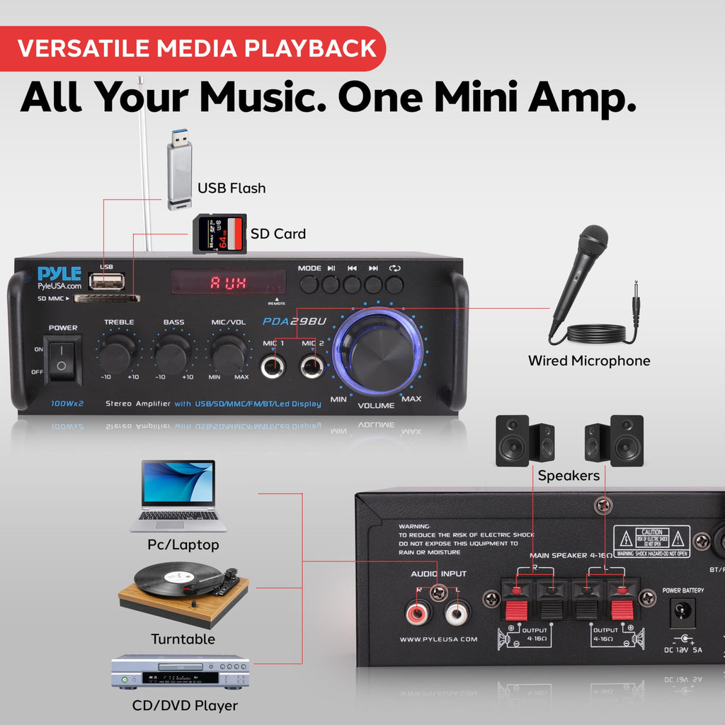 200W 2-Channel Bluetooth Stereo Power Amplifier X779