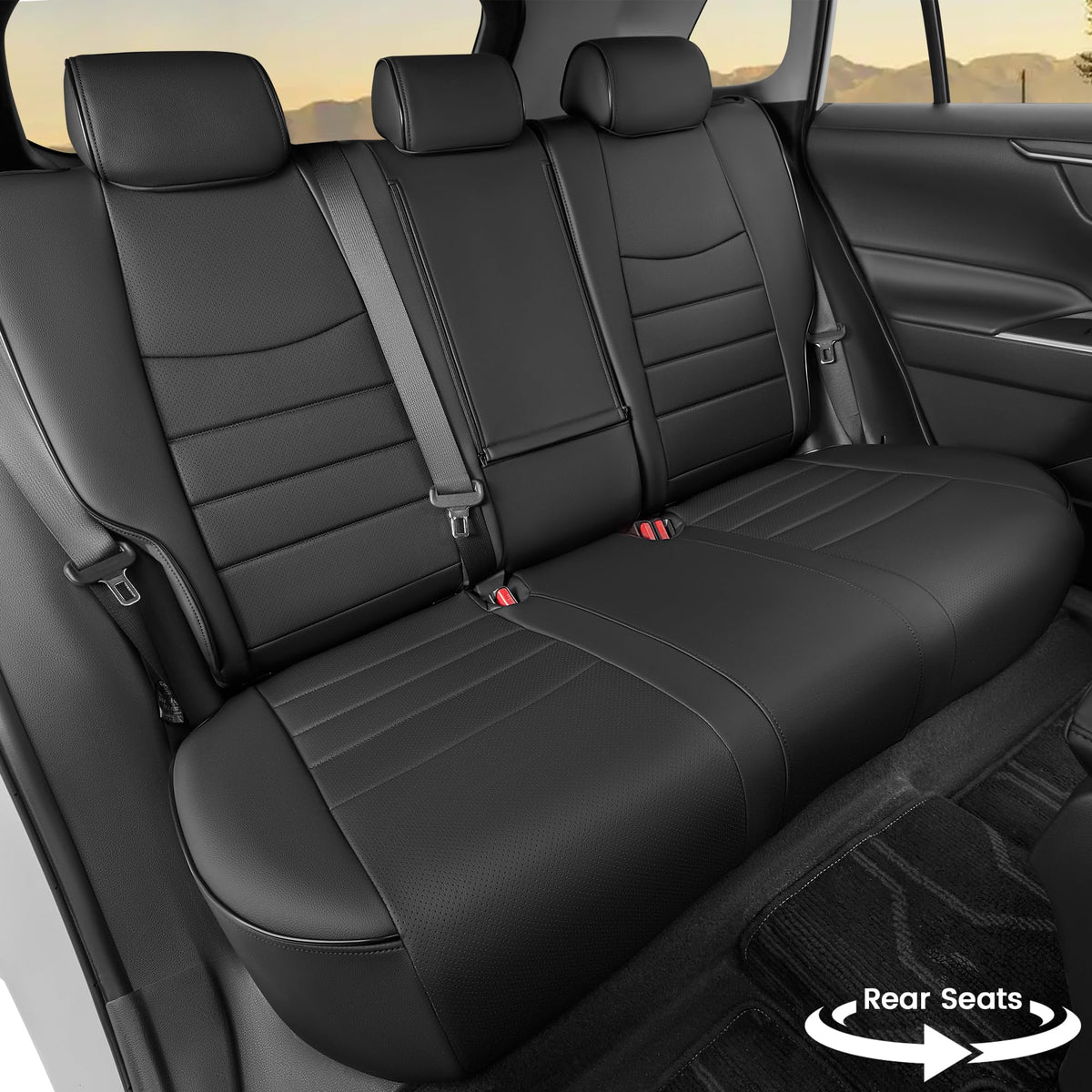 Black Leather 5 Seats Car Seat Covers Set O1639
