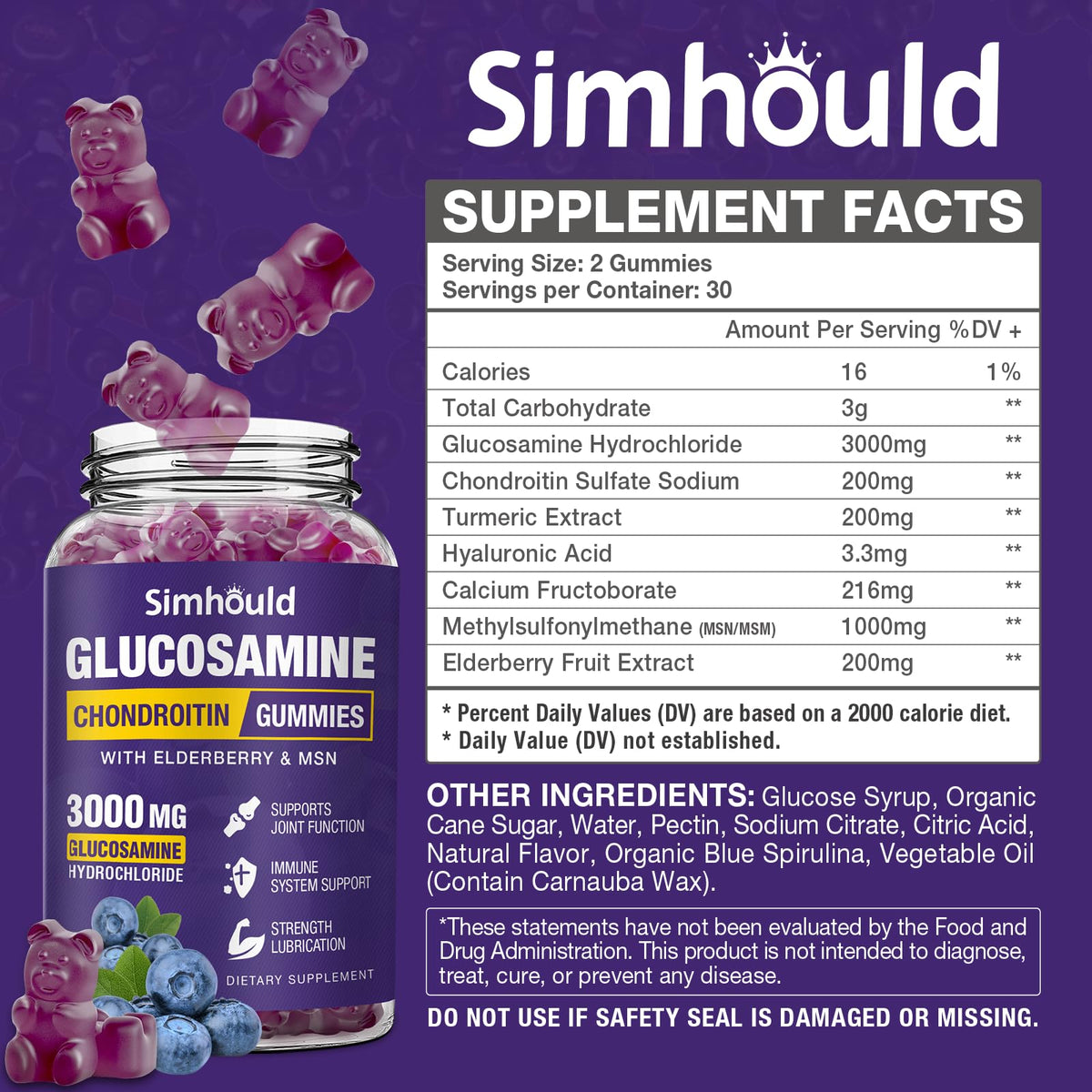 Glucosamine Chondroitin Gummies with MSM & Elderberry E171798