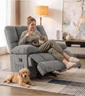 41" Oversized Chenille Rocker Recliner Chair Grey 350 LBS Capacity X2540