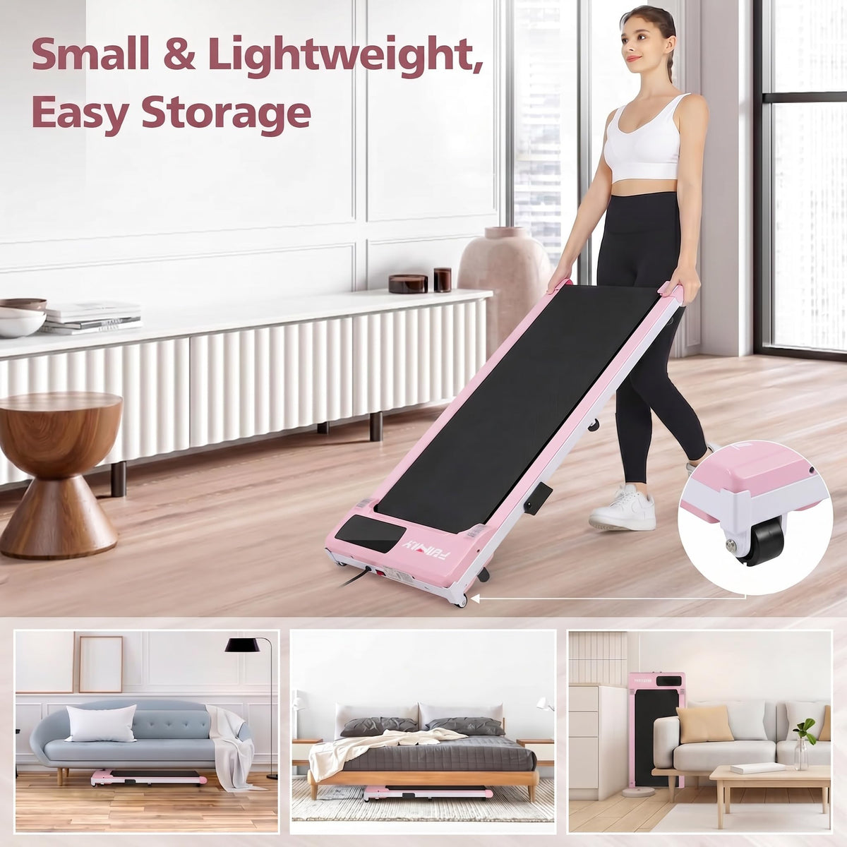 3.0HP Portable Under Desk Treadmill with Remote Control K967586