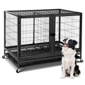 48 inch Large Wire Dog Crate with Lockable Wheels W829187