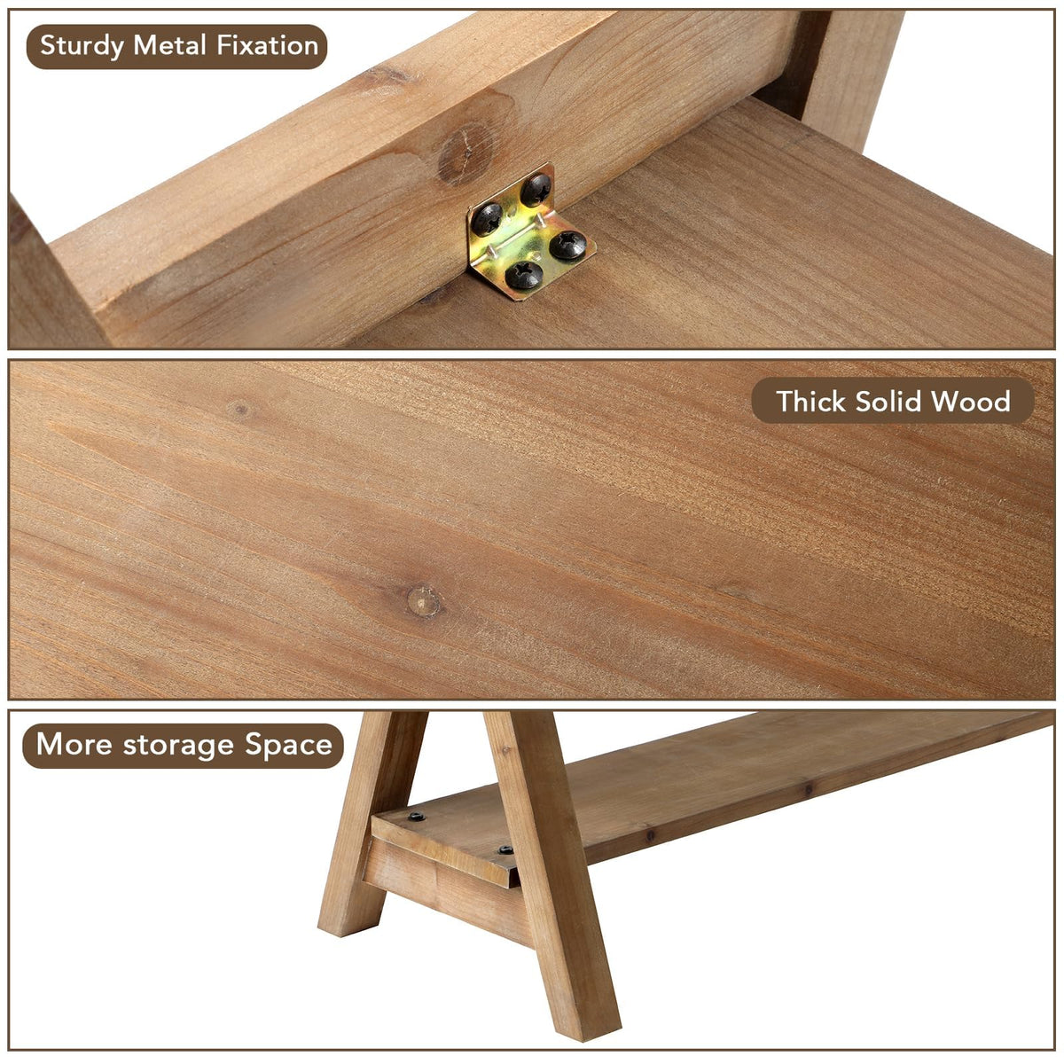 Solid Wood Bench with Shoe Storage T91008