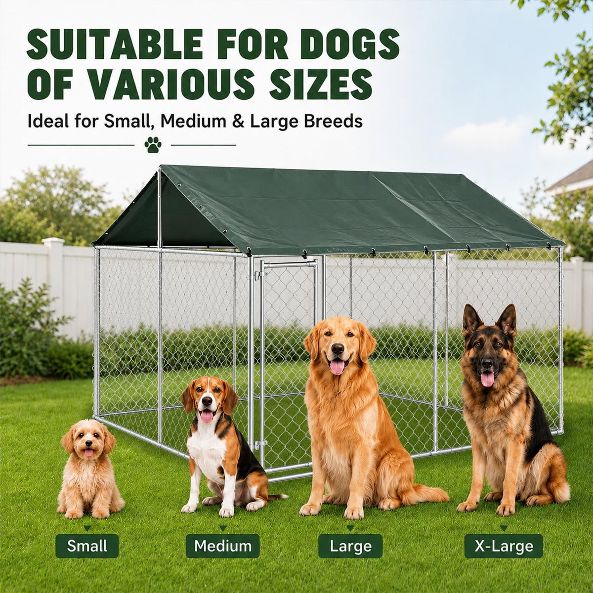 10x10FT Heavy Duty Galvanized Steel Outdoor Dog Kennel B561342