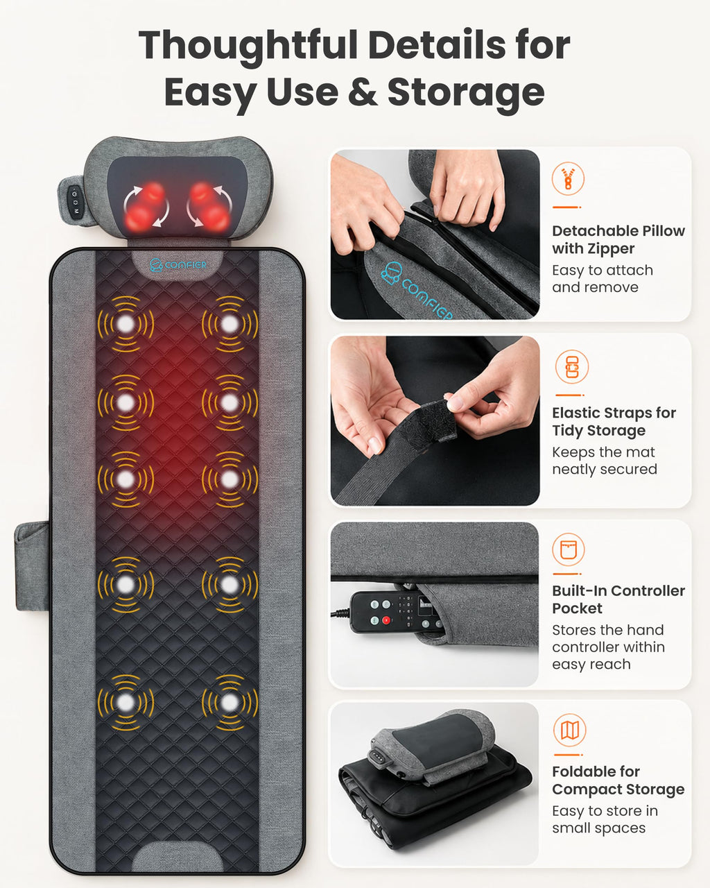 Full Body Vibration Massage Mat with Shiatsu Neck Pillow F9713