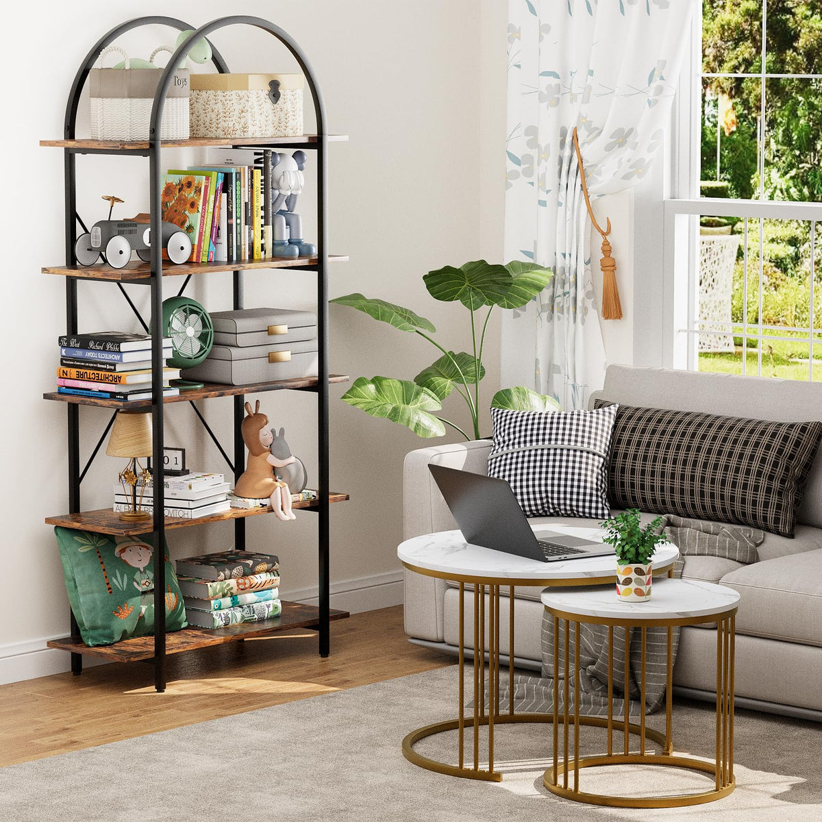 5 Tier Arched Bookshelf C75455
