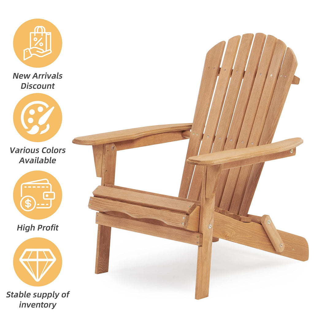 Wood Folding Adirondack Chair Set of 2 Solid Cedar M5062