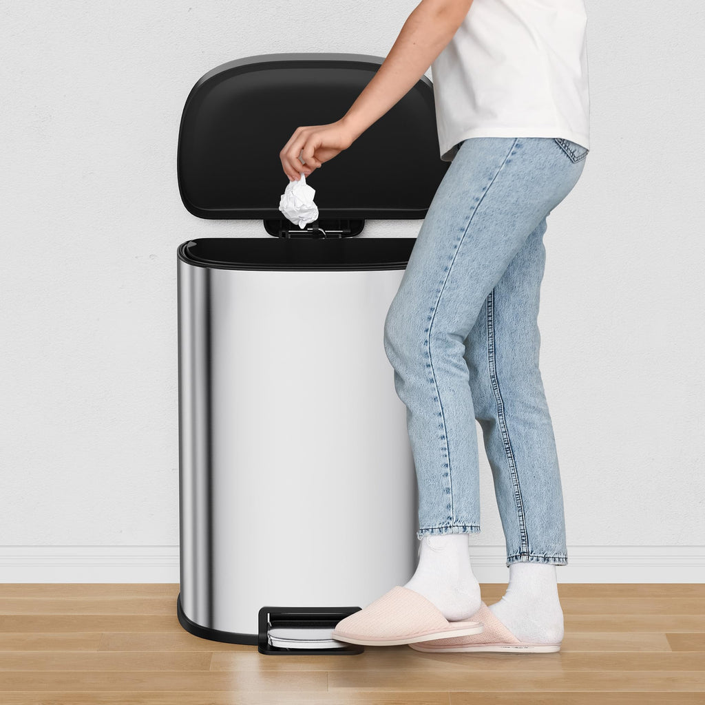 50L Stainless Steel Step-On Trash Can R79435