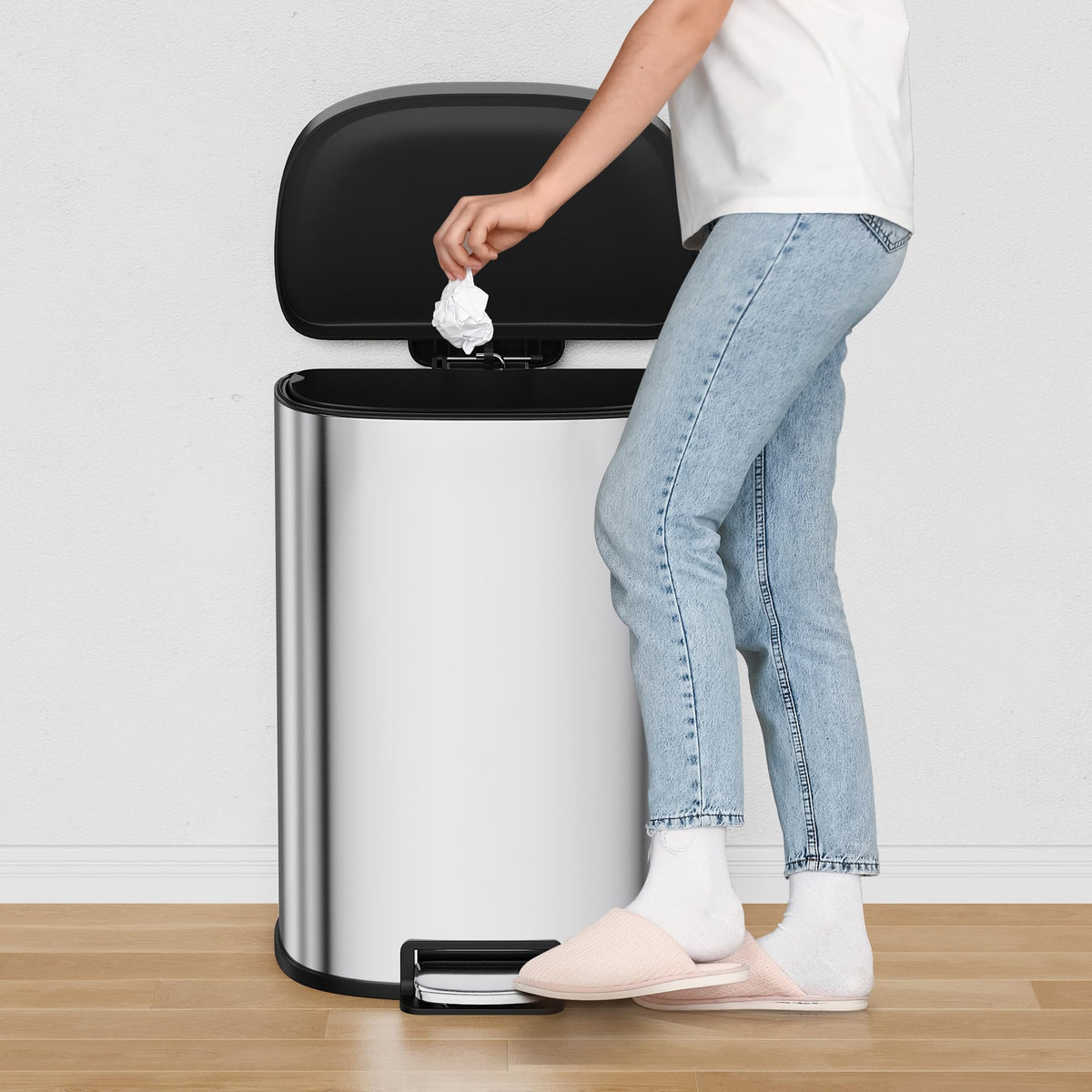 50L Stainless Steel Step-On Trash Can R79435