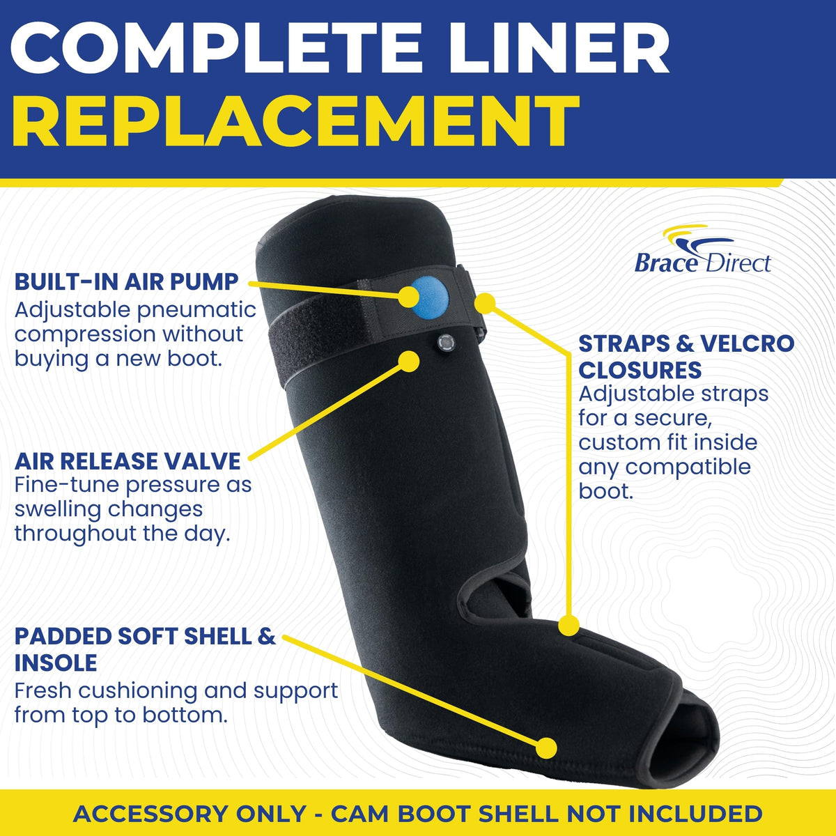 Tall Walking Boot Replacement Liner with Air Pump Bladder V22209