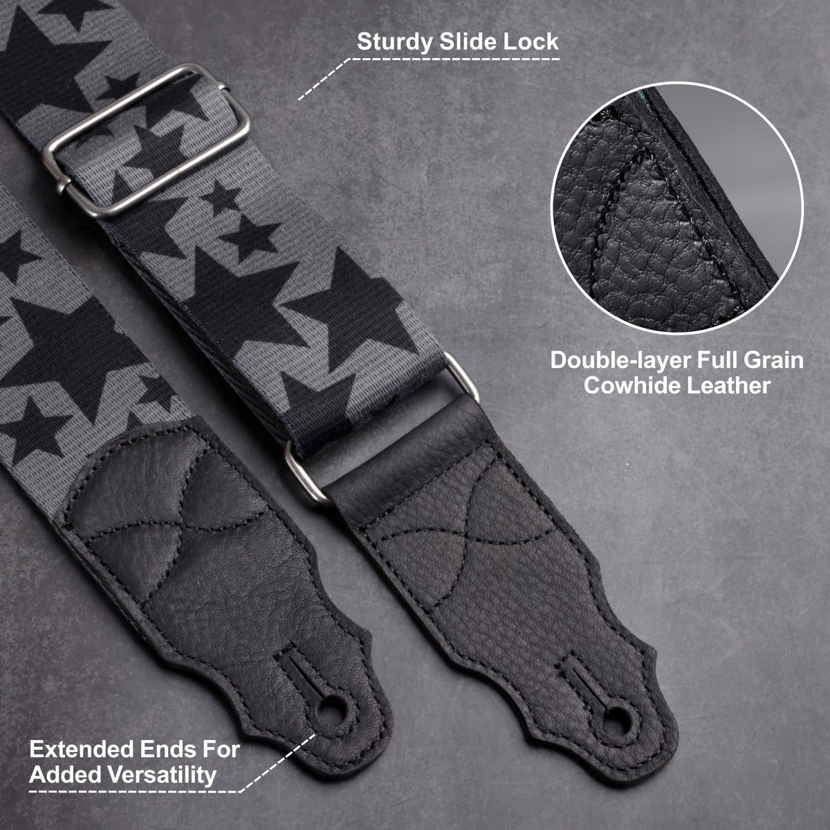 2 Inches Guitar Strap with Leather End K22252