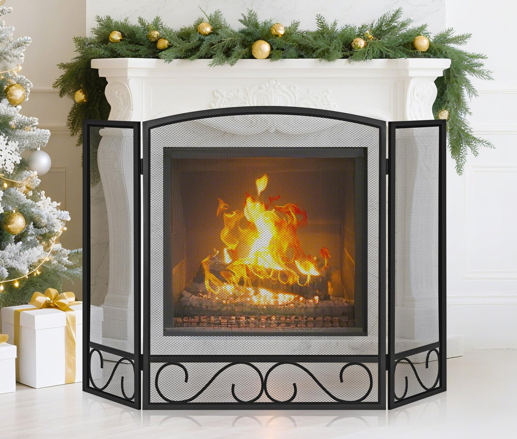3 Panel Wrought Iron Fireplace Screen W4674