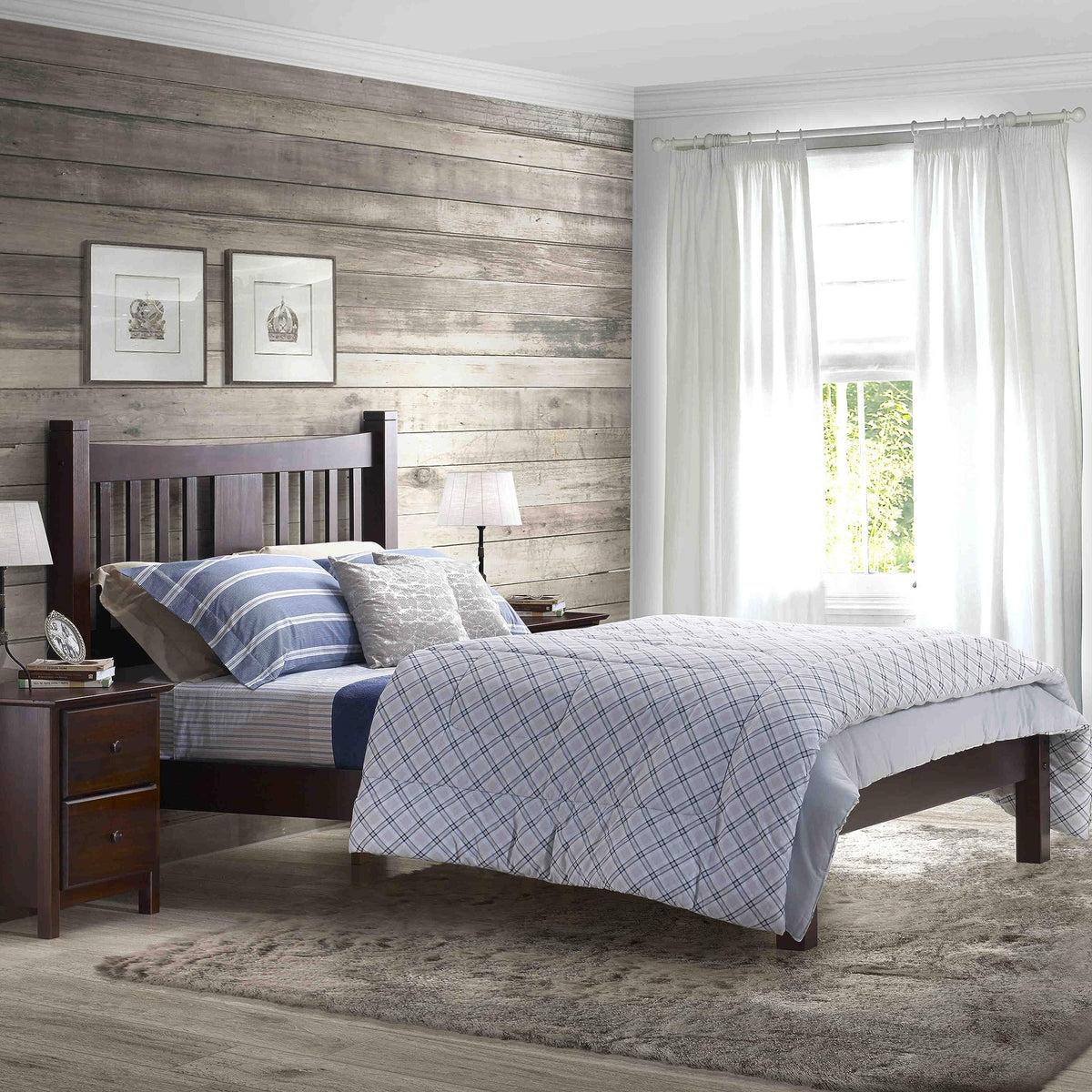 King Size Cherry Solid Wood Platform Bed D8214