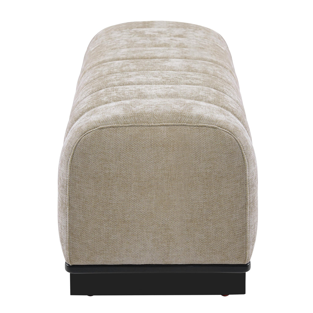 Oatmeal Black Chenille Upholstered Dining Bench C778