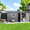 10X14 FT Metal Outdoor Storage Shed with Window, Black D6509