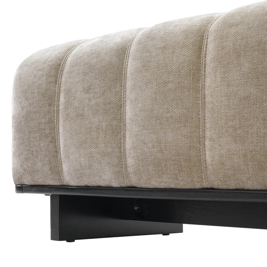 Oatmeal Black Chenille Upholstered Dining Bench C778