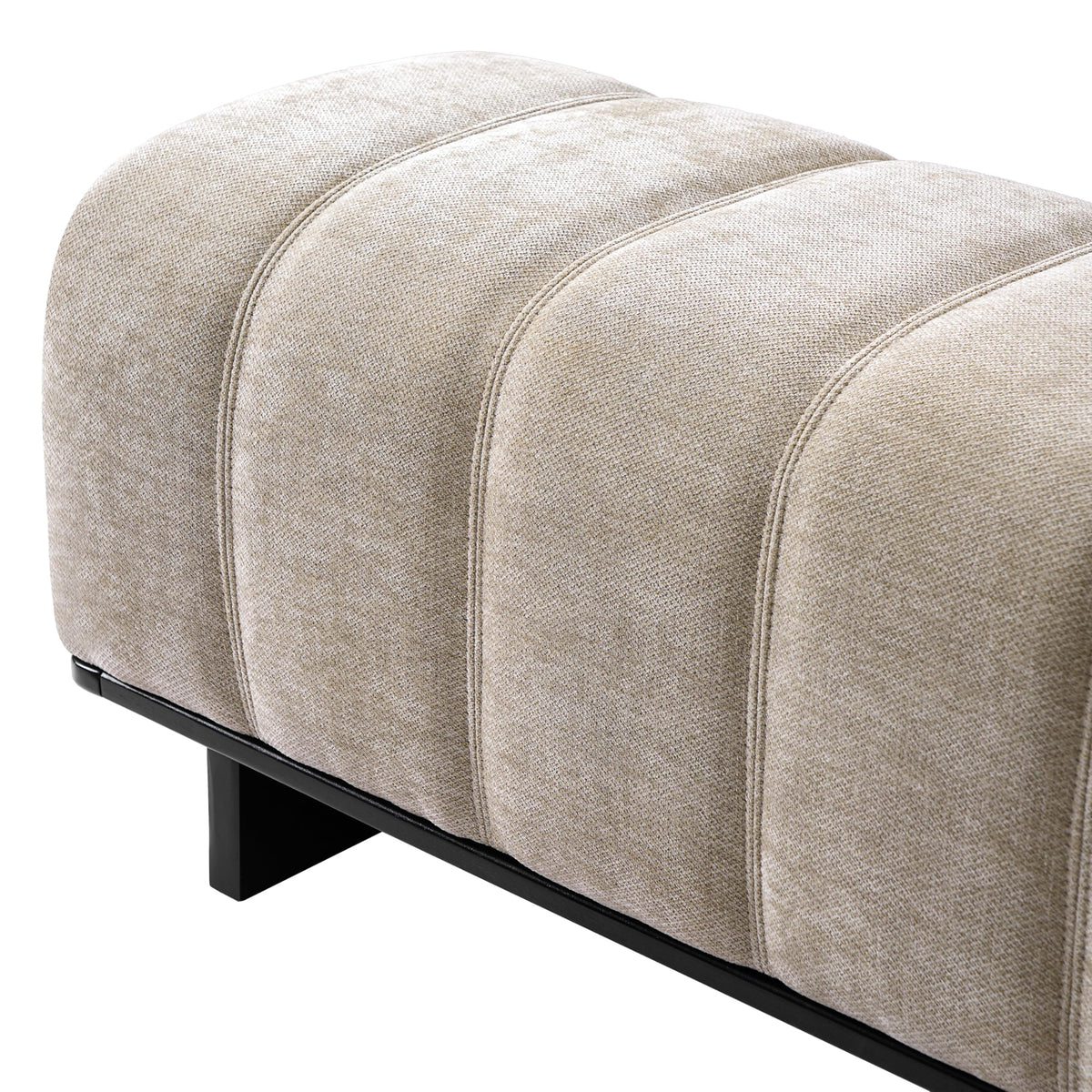 Oatmeal Black Chenille Upholstered Dining Bench C778